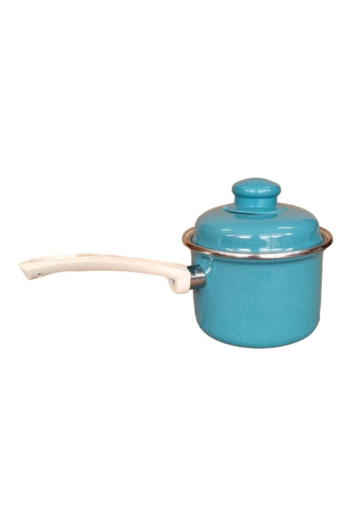 Emaye Yumurta Haşlama Sos Mamatavası 12 Cm 800ml Turkuaz Kapaklı