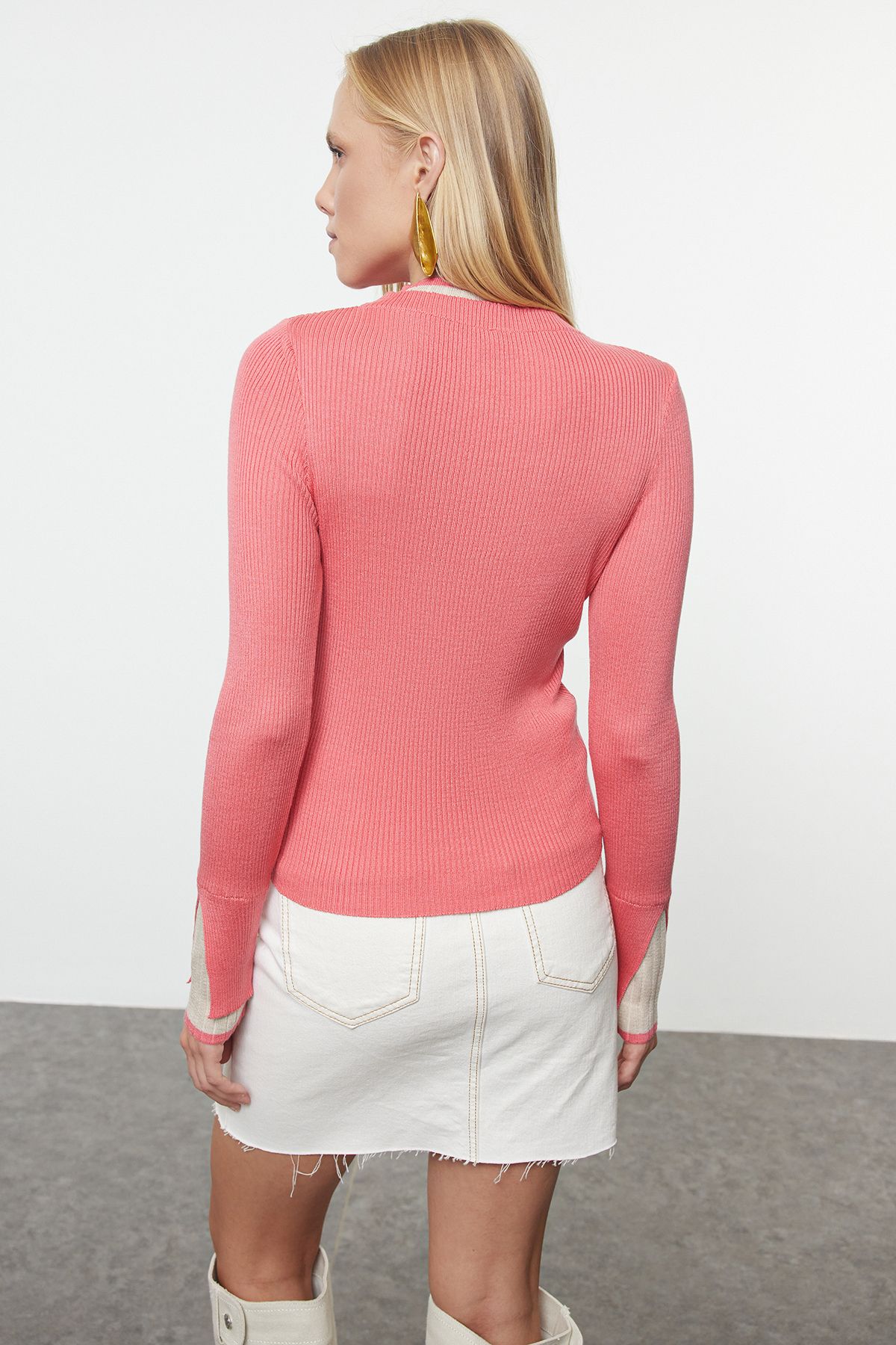 Trendyol Collection-Pulover de tricotaj premium roz - TWOAW25KZ00195 6