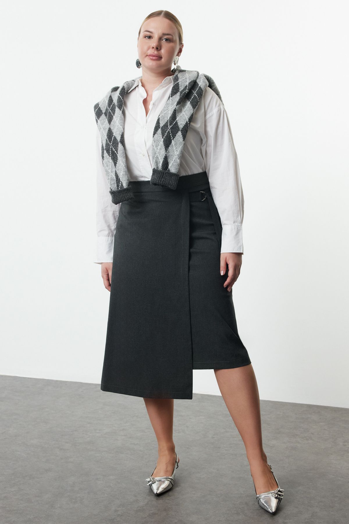 Gray Women Plus Size Skirts Styles Prices Trendyol