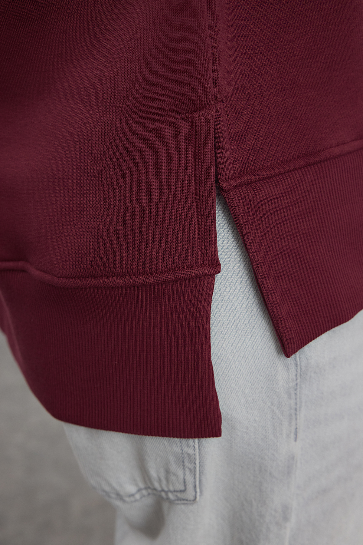 Trendyolmilla  Bordo Kalın İçi Polarlı Bisiklet Yaka Regular/Normal Kalıp Basic Örme Sweatshirt TWOAW25SW00169 - Görsel 5