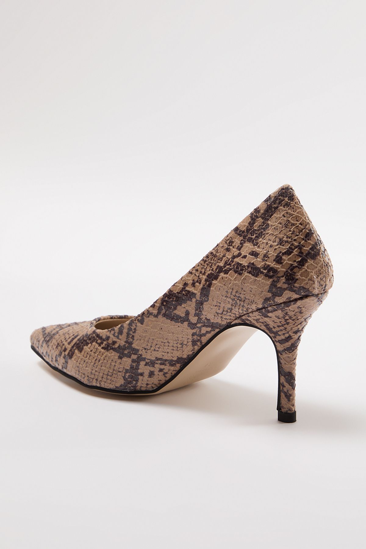 TRENDYOL SHOES-Коричневі жіночі класичні туфлі на підборах з різнокольоровим зміїним візерунком TAKAW25TO00019 5