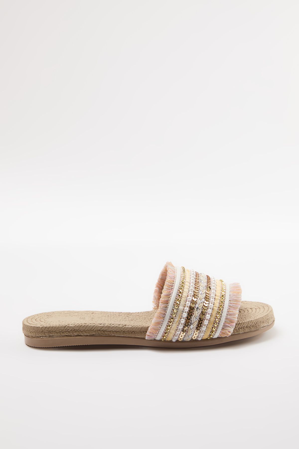 TRENDYOL SHOES-Beige Hausschuhe für Damen mit Pailletten - Gestrickt Takaw25te00001 4