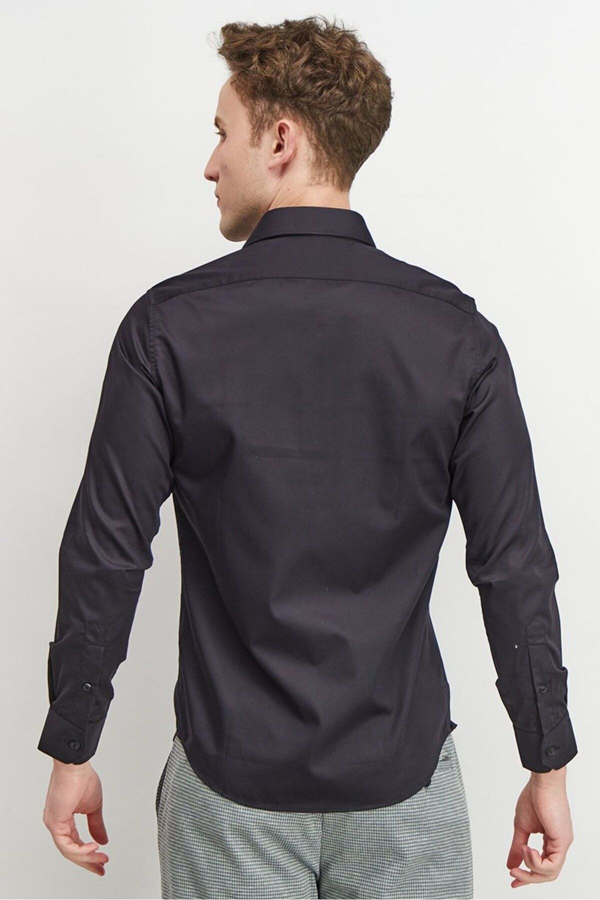 Cavalli Class-Men Slim Fit Long Sleeves Embroidered Dress Shirt, Black 4