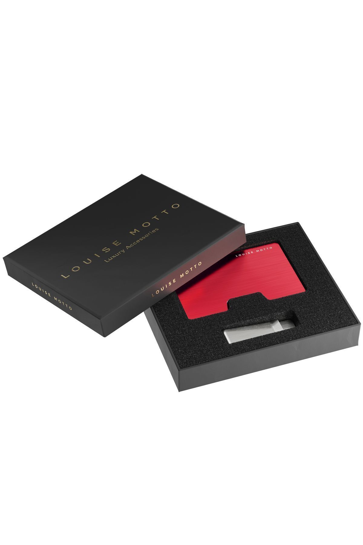 کیف پول و جاکارتی مینیمالیستی با محافظ RFID - مدل Cardx Detroit (رنگ قرمز) Louise Motto