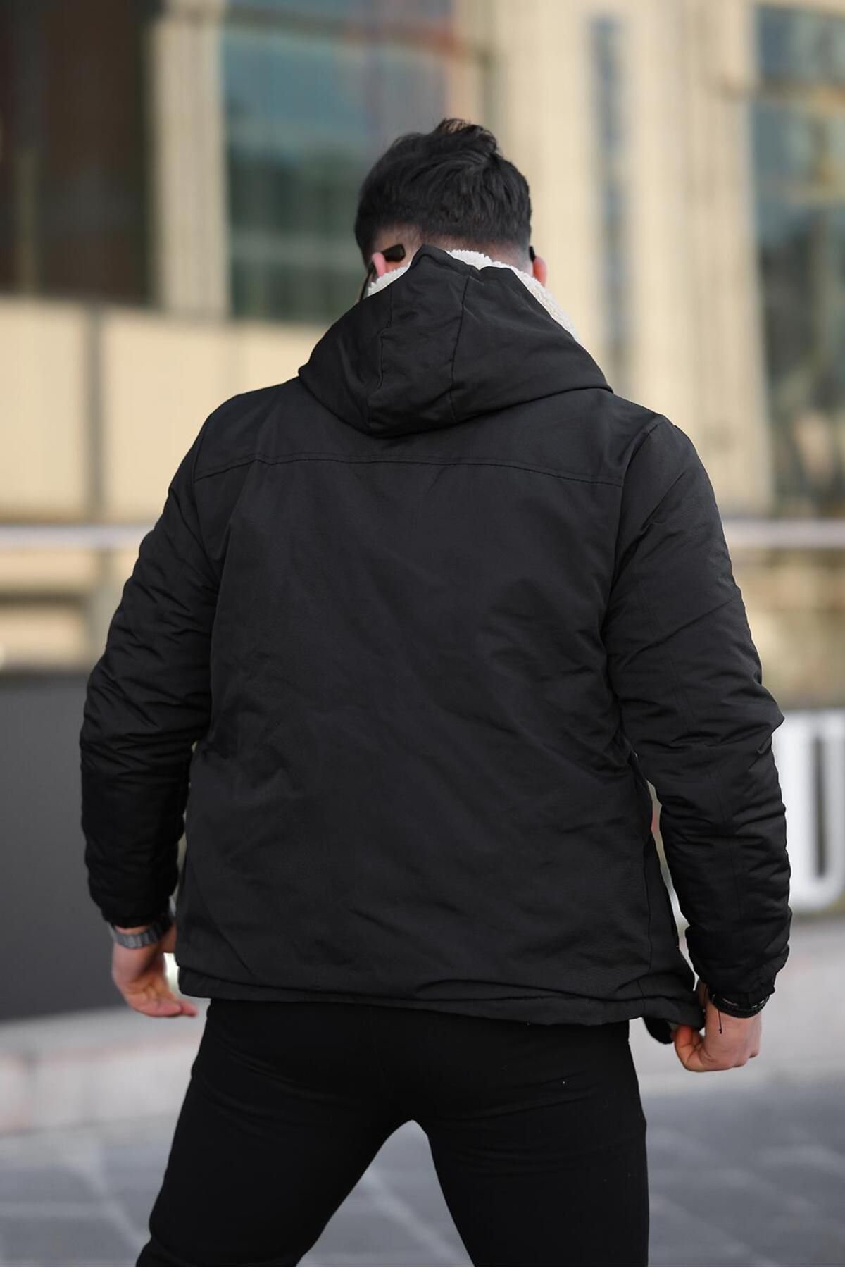 Fk class-Pánská zimní bunda s kožíškem uvnitř vodě a větru odolná 6
