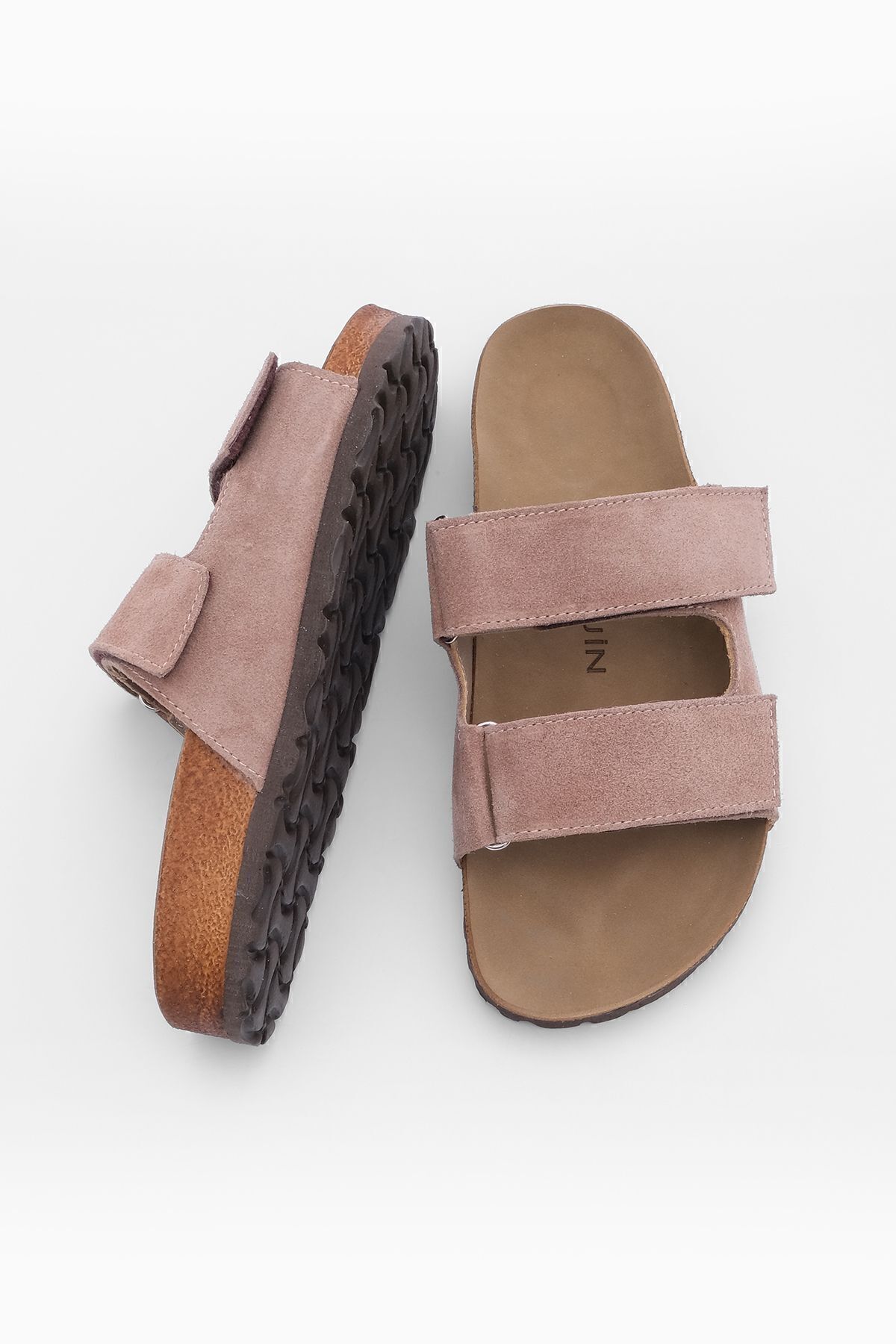 Marjin-Dámske denné papuče Mester Mink Suede s dvojitým pásikom na suchý zips Eva 7