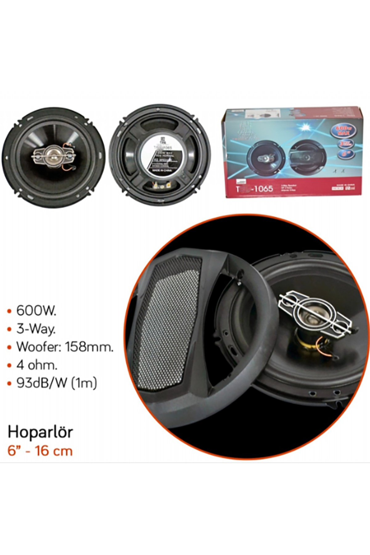 BTM OTOMOTİV 16 CM Hoparlör 600 W 6'İNÇ T-1065 Hoparlör 2 Adet