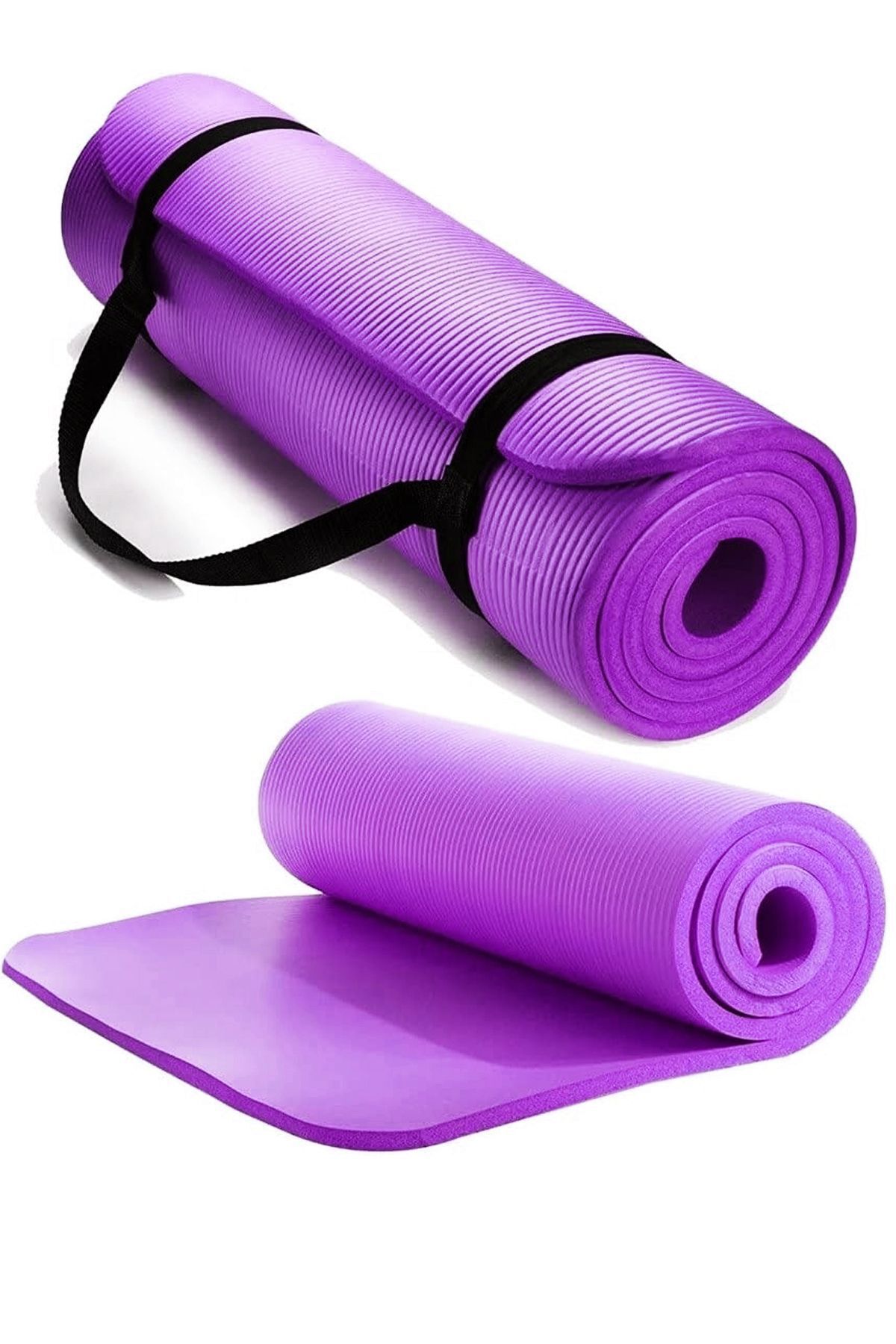 Jet 1 cm Pilates Minderi Taşıma Askılı Plates Yoga Matı Minderi Seti 10 Mm Egersiz Mat Mor