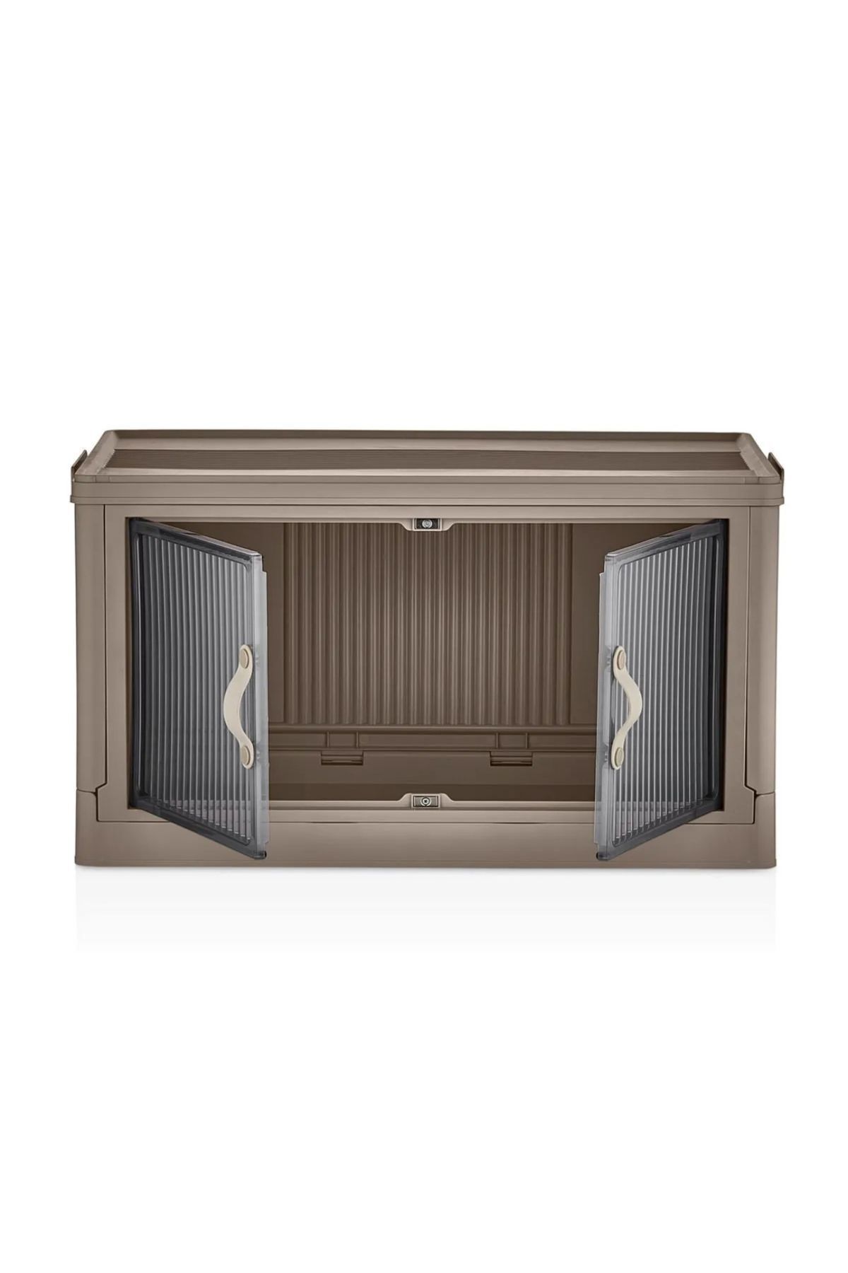 MCK Plus-Mckplus 4-tier Portable Cabinet - Brown, Folding, Multi-purpose for Storage and Storage 3