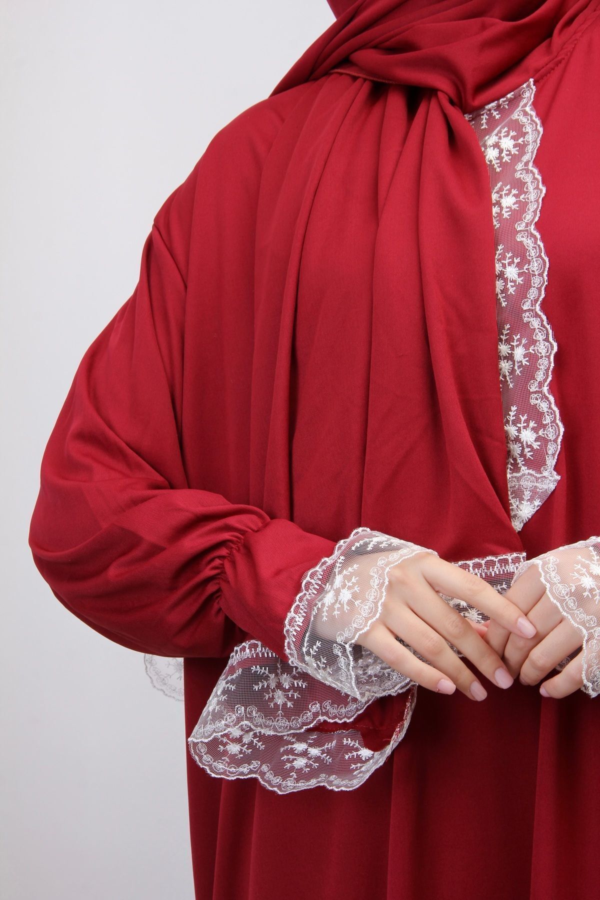 Kutay Collection-Rochie de rugăciune de sezon pentru femei cu dantelă și batic - Îmbrăcăminte de rugăciune anti-transpirație 5