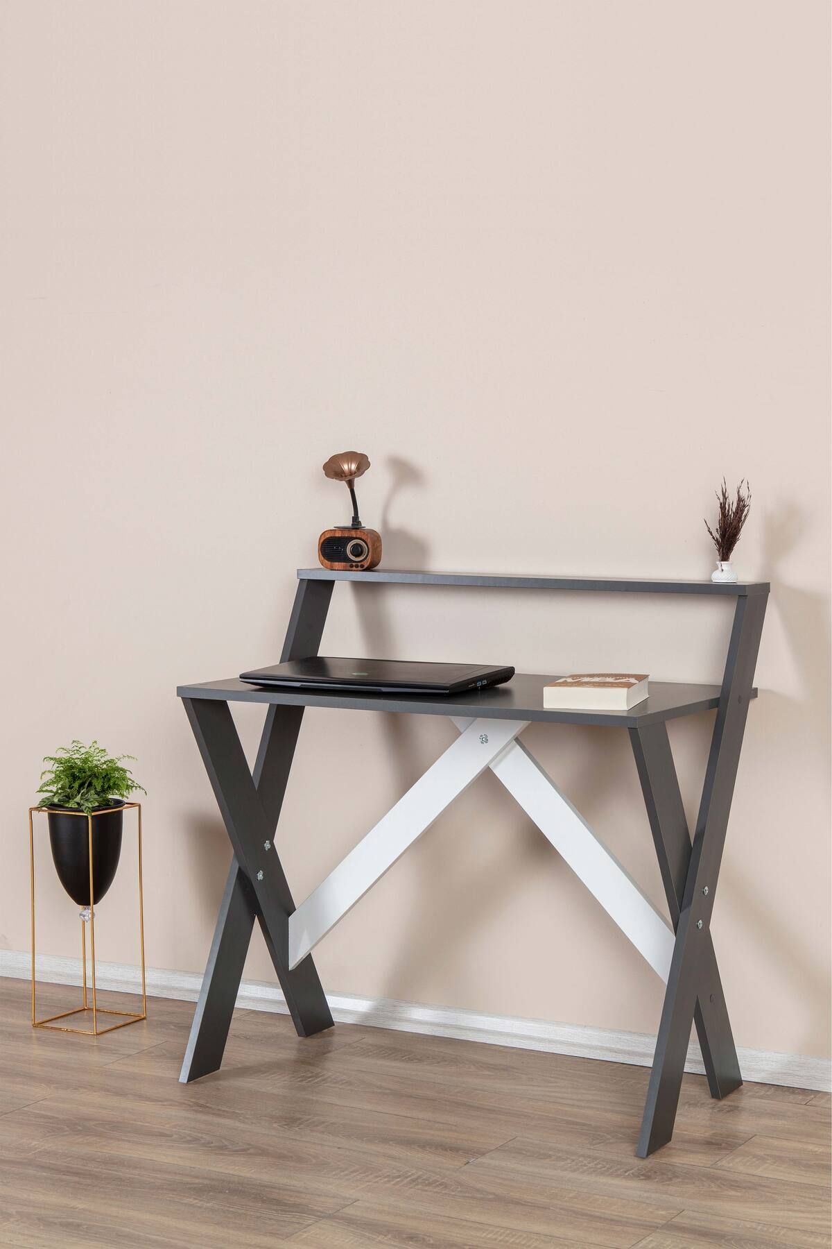 İQAS 50x90 Cm Desk Laptop Computer Desk Office Course Dining Children's Desk Anthracite-White