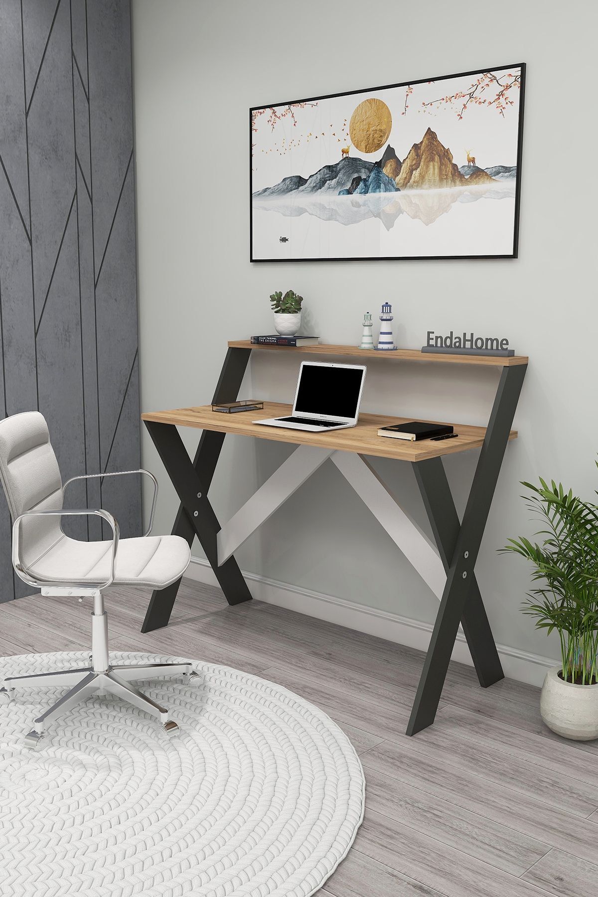 İQAS 50x90 Cm Desk Laptop Computer Desk Office Course Dining Children's Desk Gray-Pine