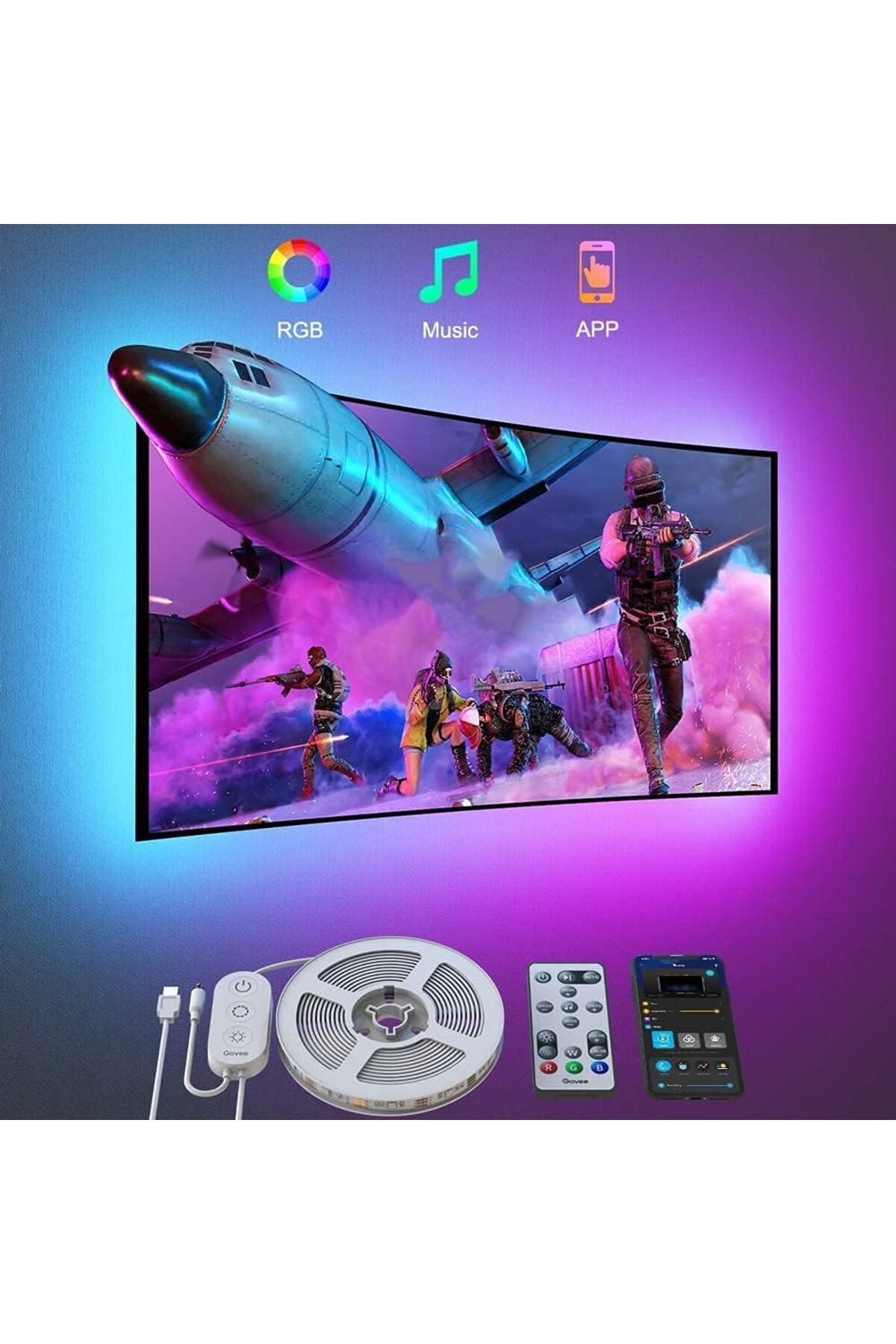 Govee RGB Bluetooth LED Arka Işık 46-60 inç TV