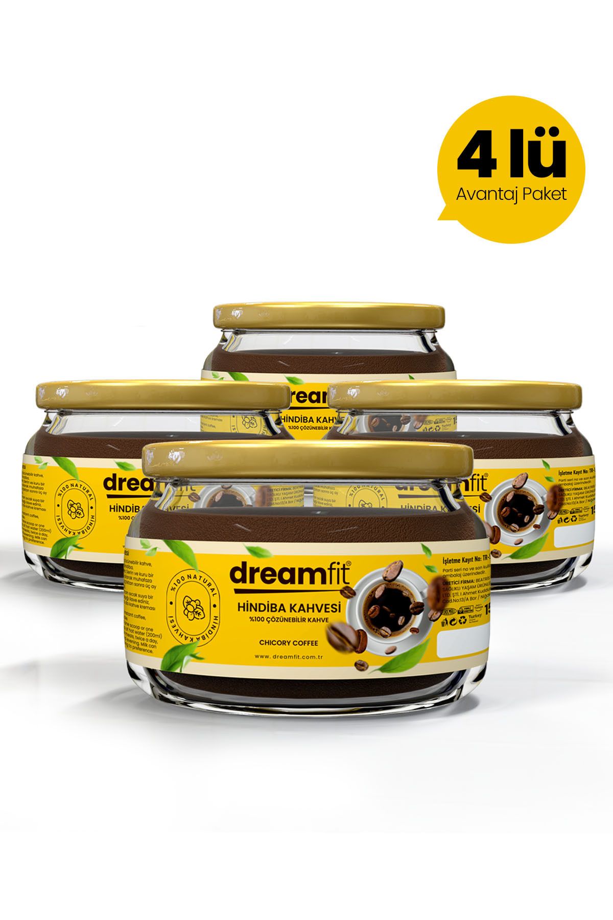Hindiba Kahvesi Detox Kahve 4lü Set - (240 KULLANIM) Net 600gr
