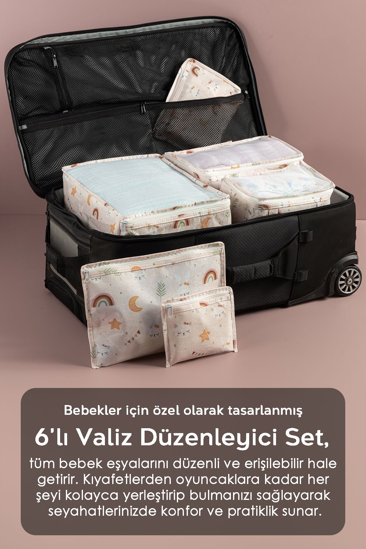 12li Yenidoğan Hastane Çıkış Seti - Anne Bebek Bakım Alt Açma Çantası - Valiz Düzenleyici Organizer