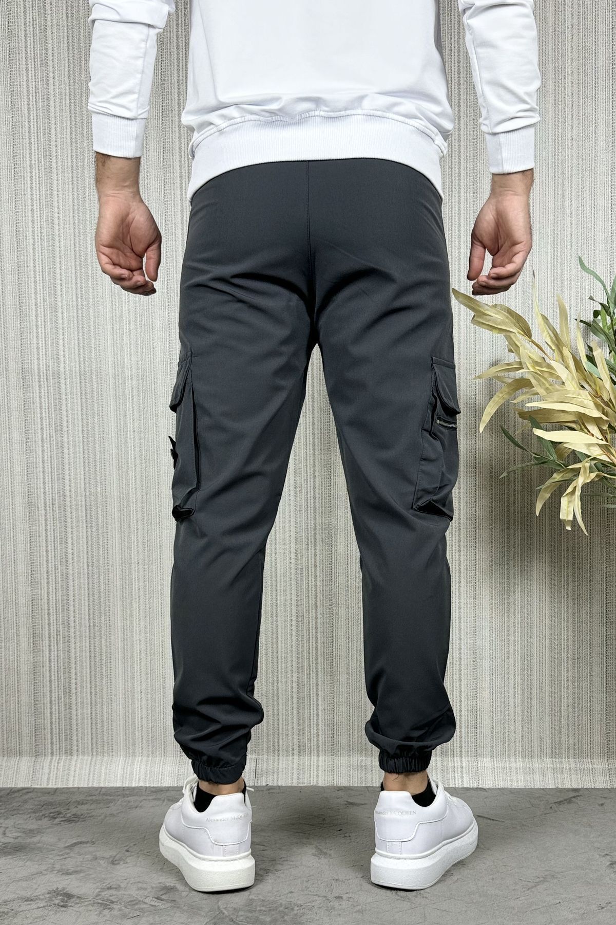 CW Casualwear-Pantaloni cargo jogger pentru bărbați, din țesătură antracit, cu fermoar 4