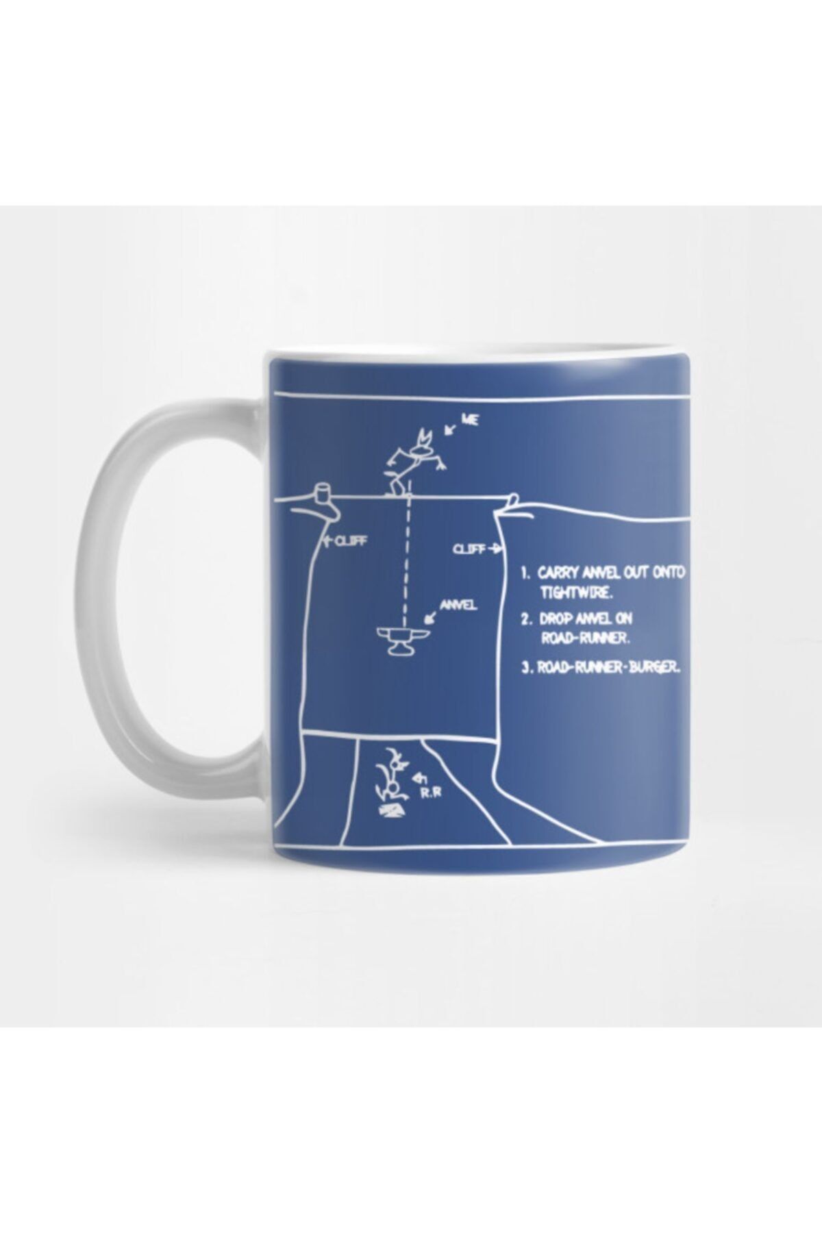 TatFast-Wile E Coyote Anvil Drop Blueprint Mug, Gift, Dowry, Presentation 1