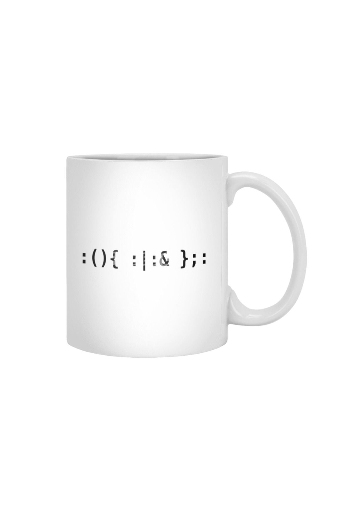 Fizello-Black Text Design Bash Fork Bomb for Unix/Linux Hackers - White Mug 2