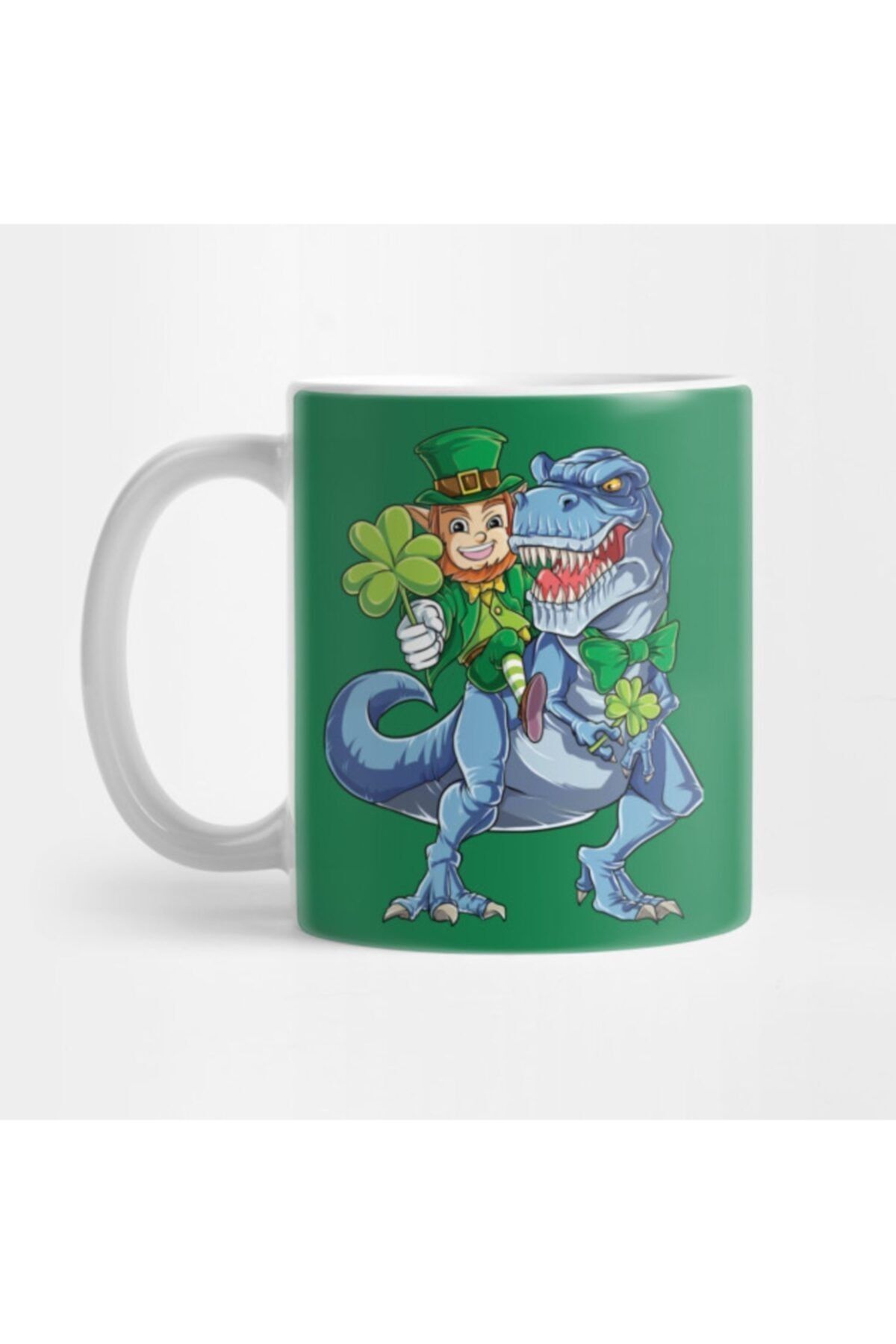 Leprechaun Riding Dinosaur T T Rex St Patricks Day Mug, Gift, Dowry, Presentation