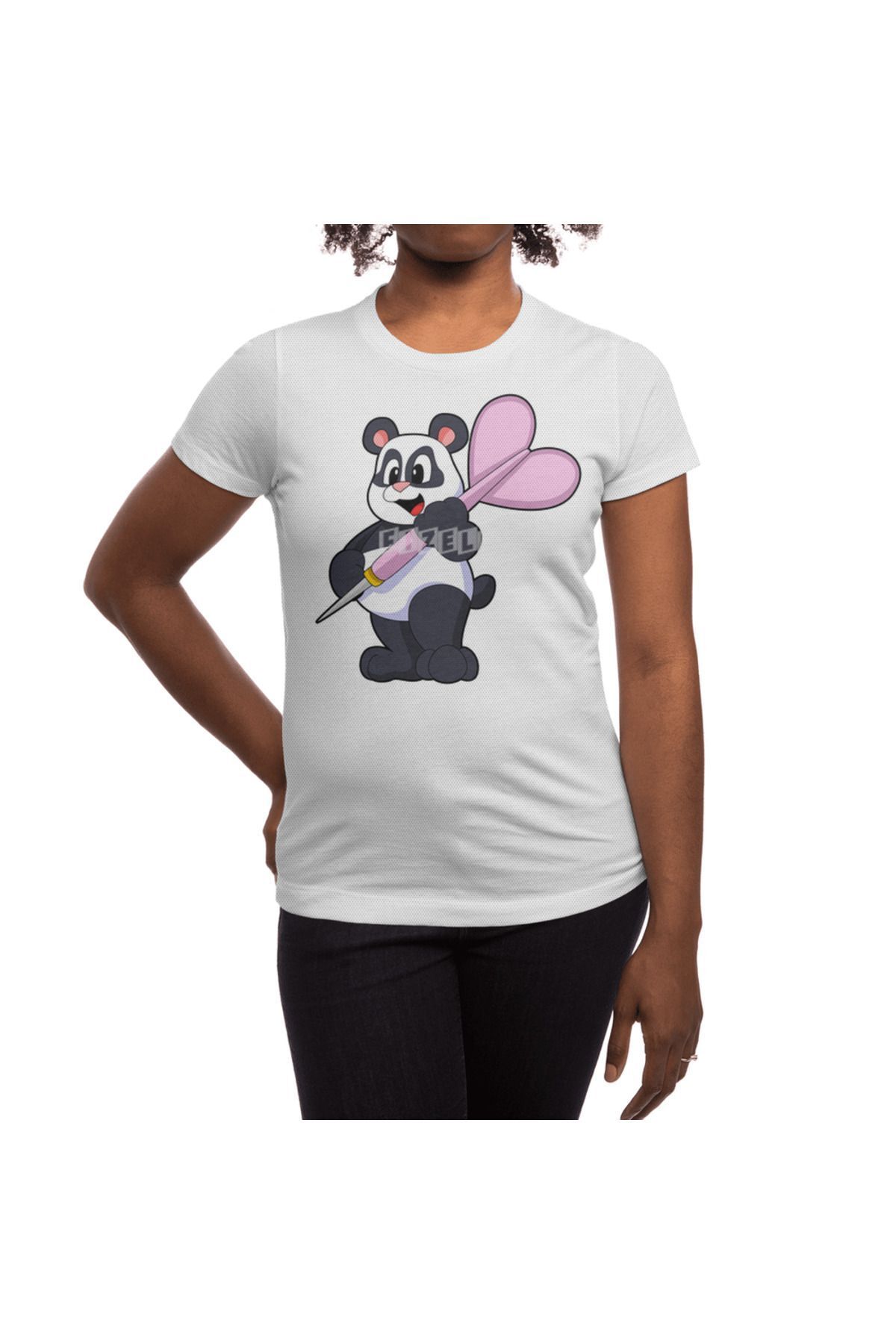 Fizello-Panda Pattern Dart Shooter - Ανδρικό και γυναικείο λευκό μπλουζάκι Unisex 3