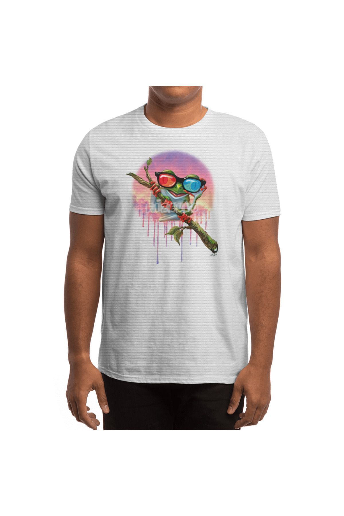 Fizello-Λευκό μπλουζάκι Unisex 3D Tree Frog Pattern για άνδρες και γυναίκες 4