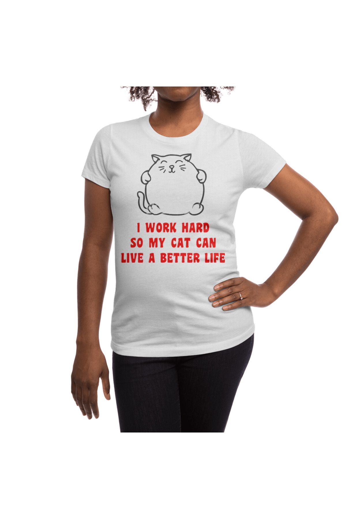 Fizello-Μπλουζάκι για άνδρες και γυναίκες - I Work Hard So My Cat Can Live A Better Life, Λευκό μπλουζάκι Unisex 5