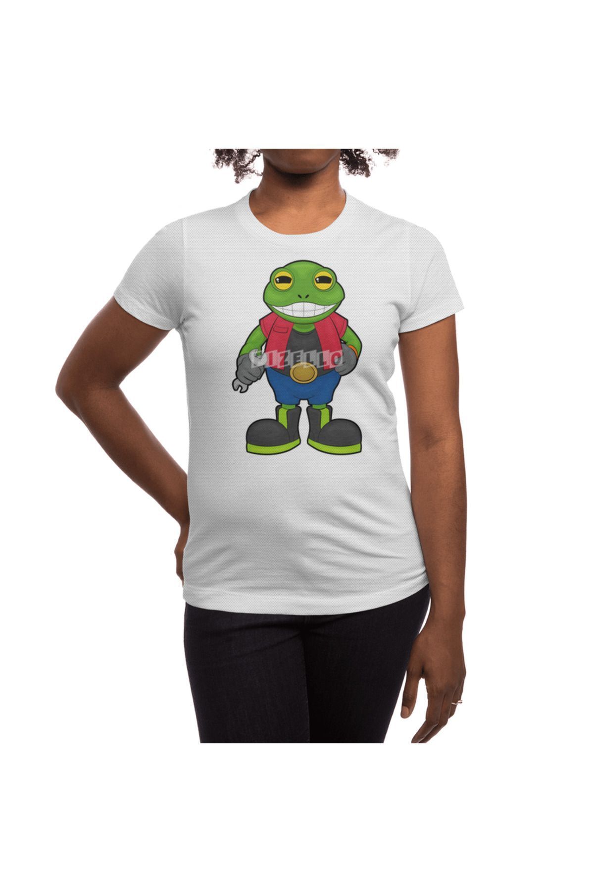Fizello-Ανδρικό και γυναικείο Unisex λευκό μπλουζάκι - Frog As Mechanic With Spanner Pattern 3