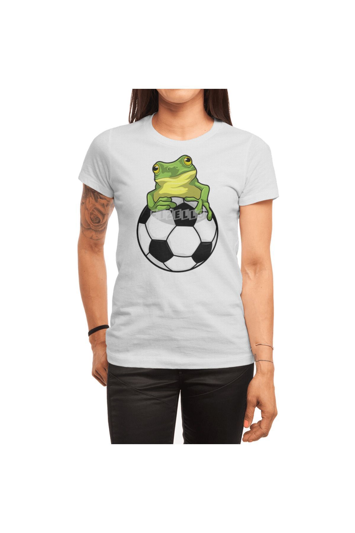 Fizello Tricou Alb Unisex Pentru Bărbați Și Femei - Broasca Cu Design De Minge De Fotbal Unisex - XL