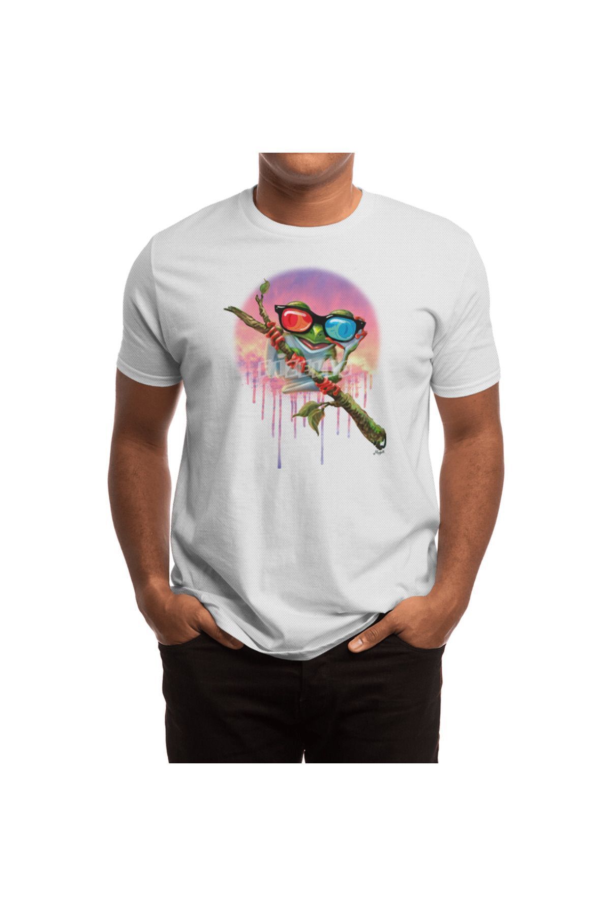 Fizello-Λευκό μπλουζάκι Unisex 3D Tree Frog Pattern για άνδρες και γυναίκες 2