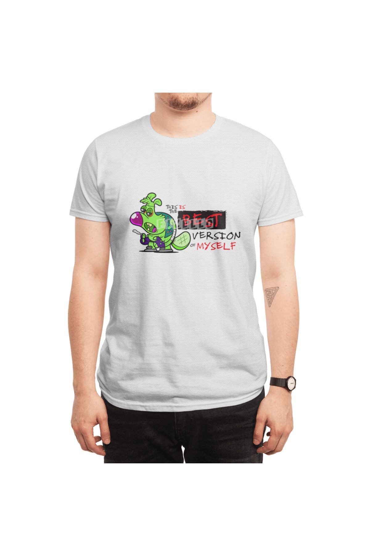 Fizello-Λευκό μπλουζάκι για άνδρες και γυναίκες - Unisex, μπλουζάκι 'Best Version Of Myself' 6