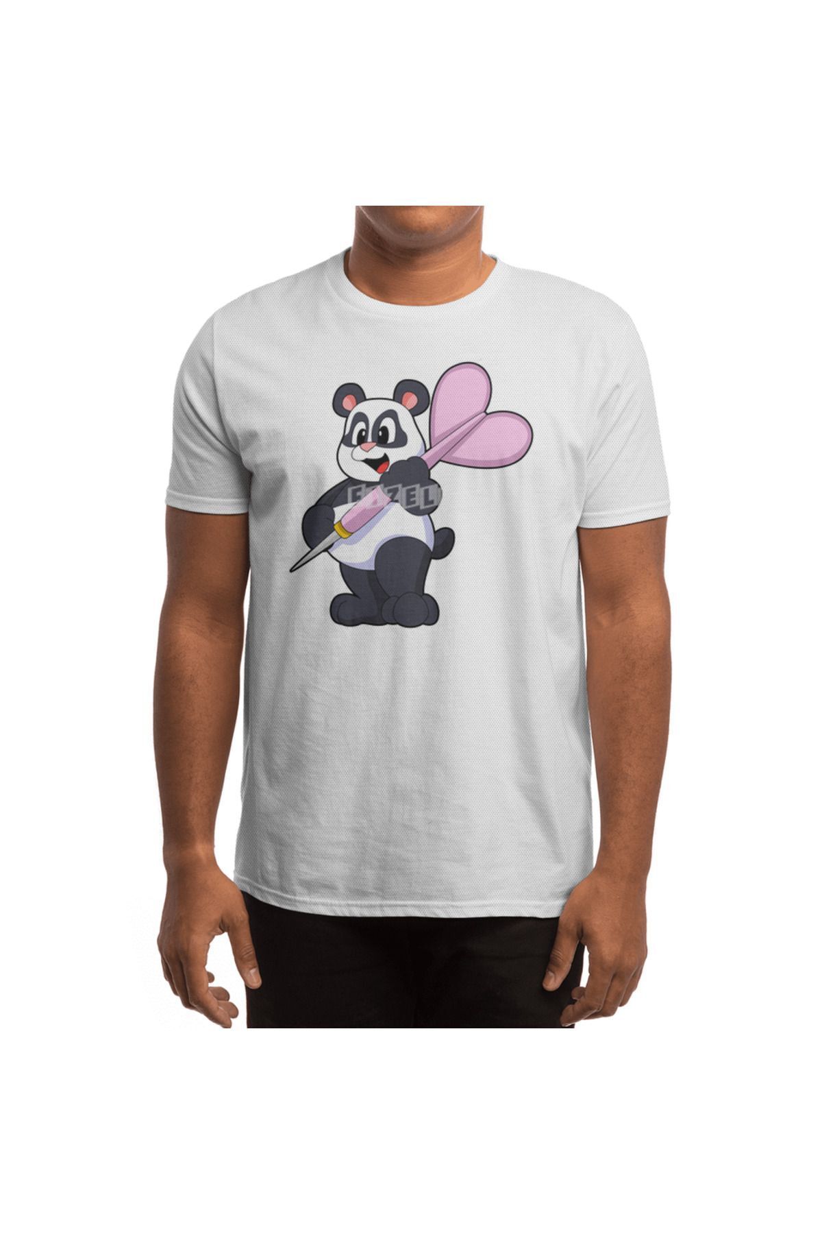 Fizello-Panda Pattern Dart Shooter - Ανδρικό και γυναικείο λευκό μπλουζάκι Unisex 4