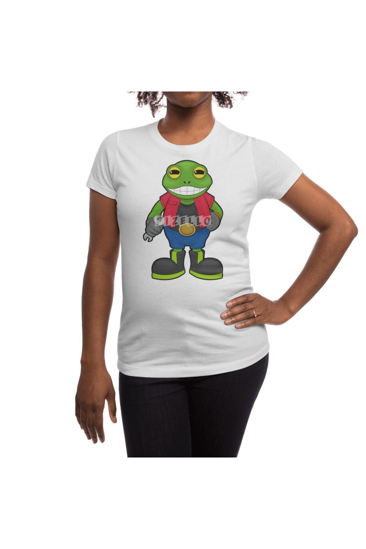 Fizello-Ανδρικό και γυναικείο Unisex λευκό μπλουζάκι - Frog As Mechanic With Spanner Pattern 5