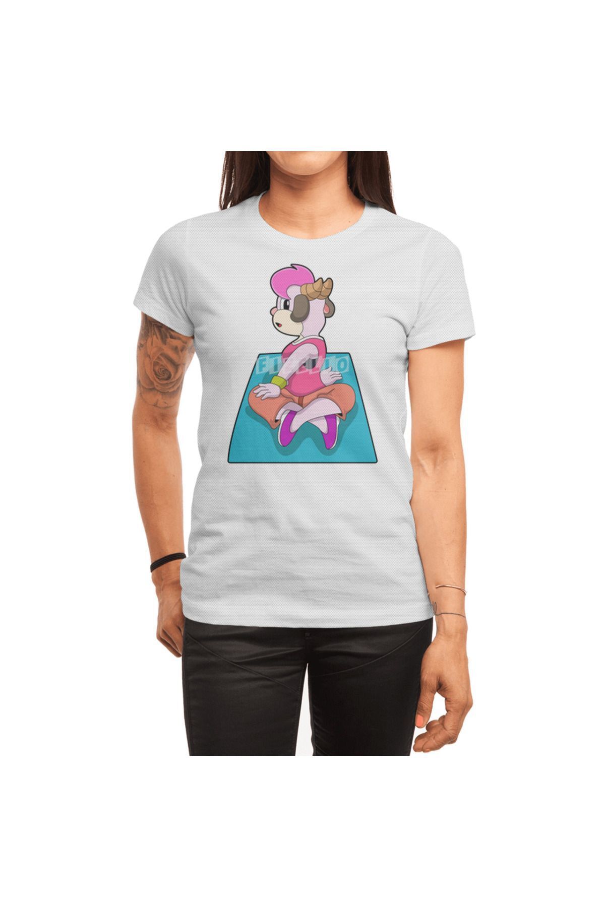 Fizello Tricou Pentru Bărbați Și Femei - Goat At Yoga On Yoga Mat Tricou Alb Unisex Unisex - L