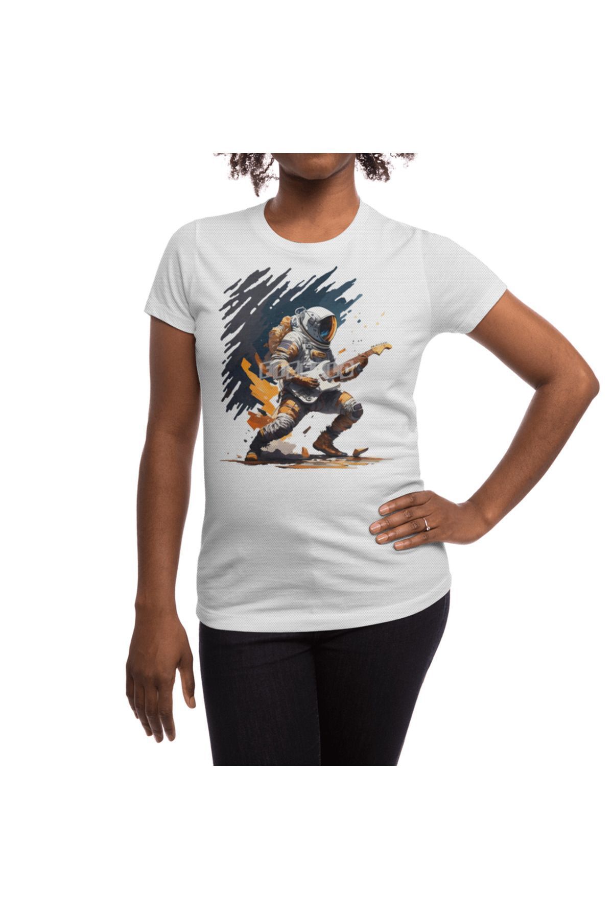 Fizello-Μπλουζάκι Unisex White Astronaut που παίζει κιθάρα 5