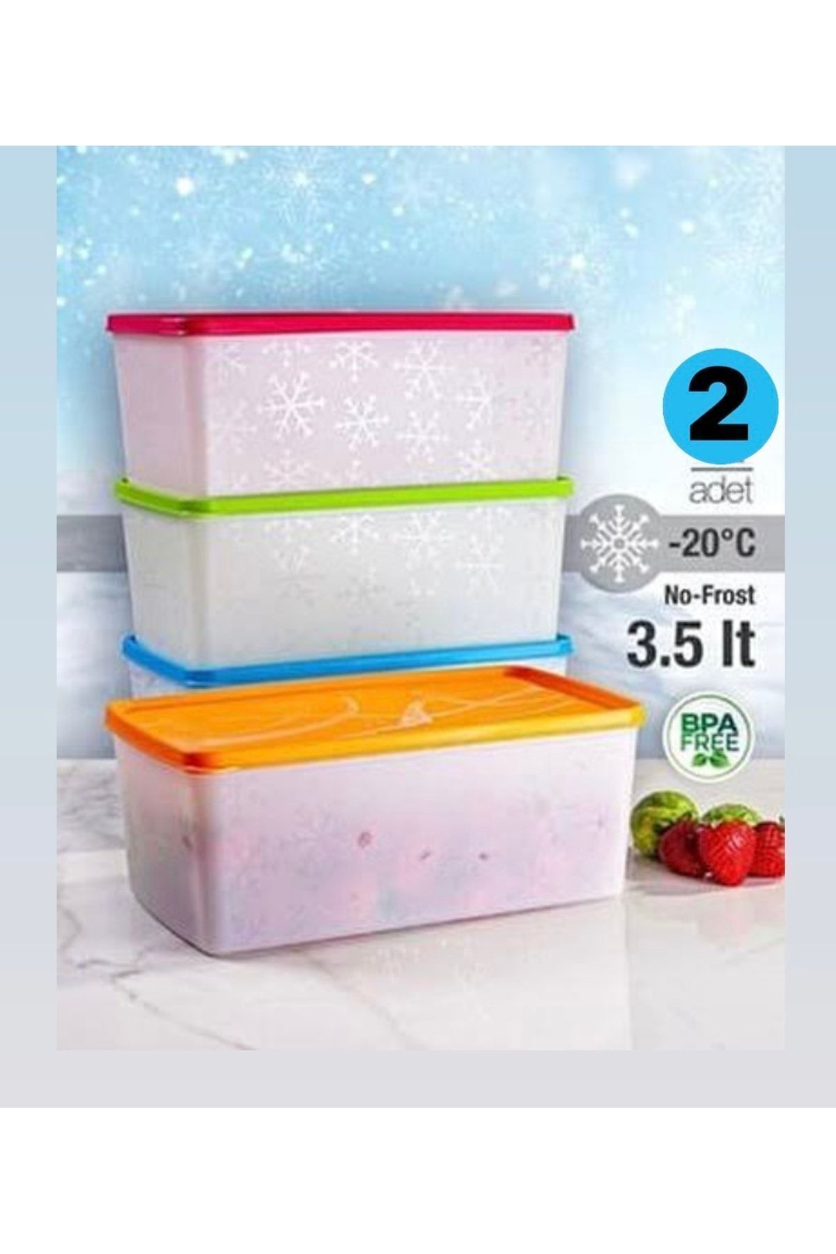 Hane216-2 Pieces 3.50 Lt No Frost Storage Container, Freezer Food Container -20 Degrees 1