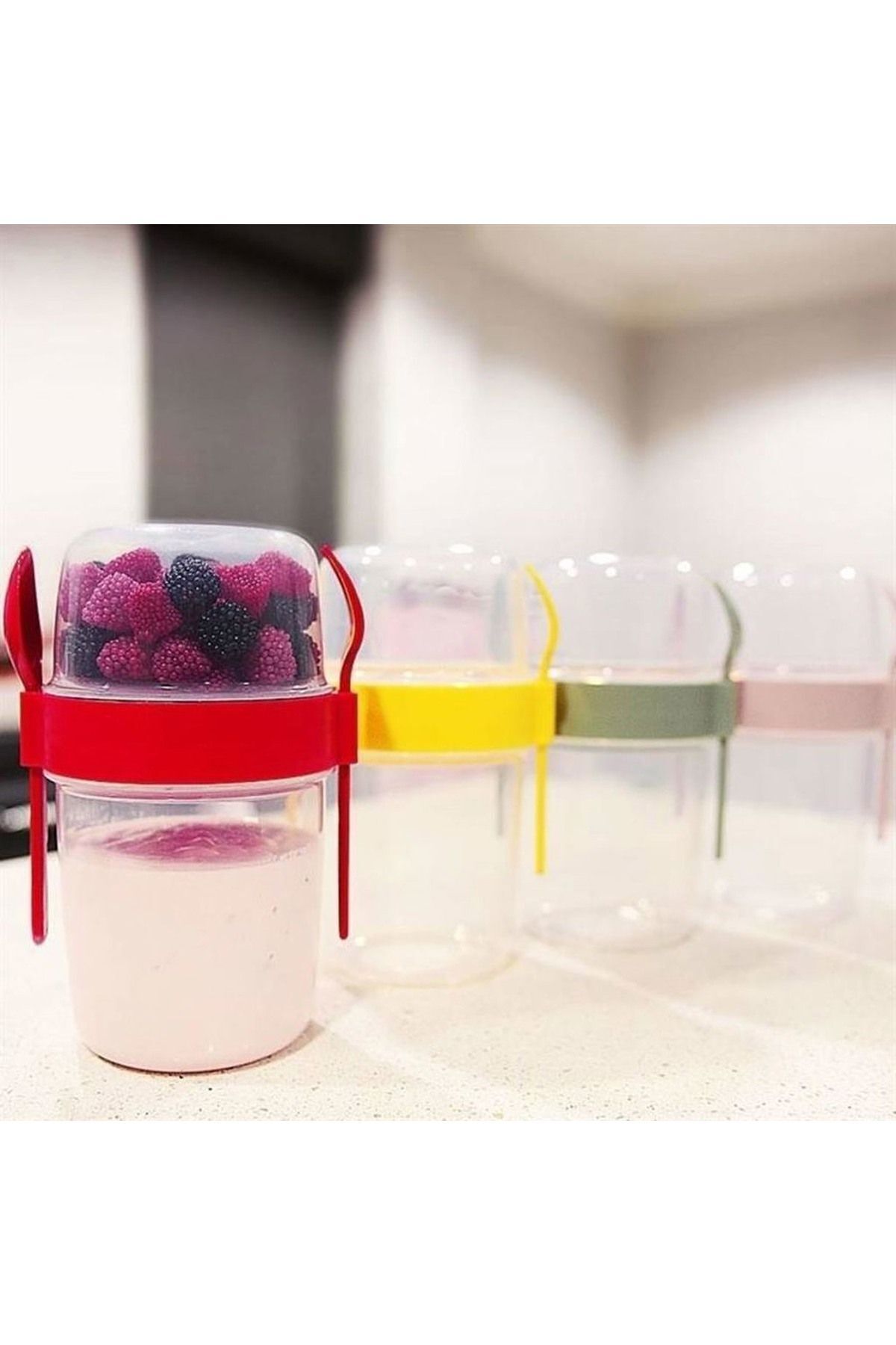 Hane216-Double Chamber - Portable Muesli with Fork and Spoon - Snack Container 1100 ml 5