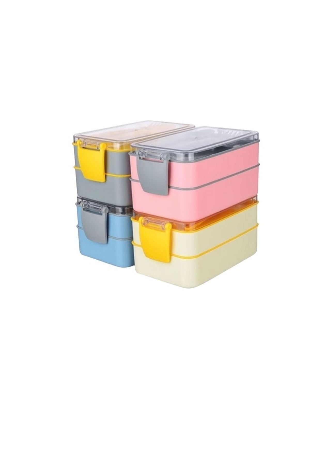Hane216-Feeding and Food Container Set, 2 Tiers, with Self Fork and Spoon 5