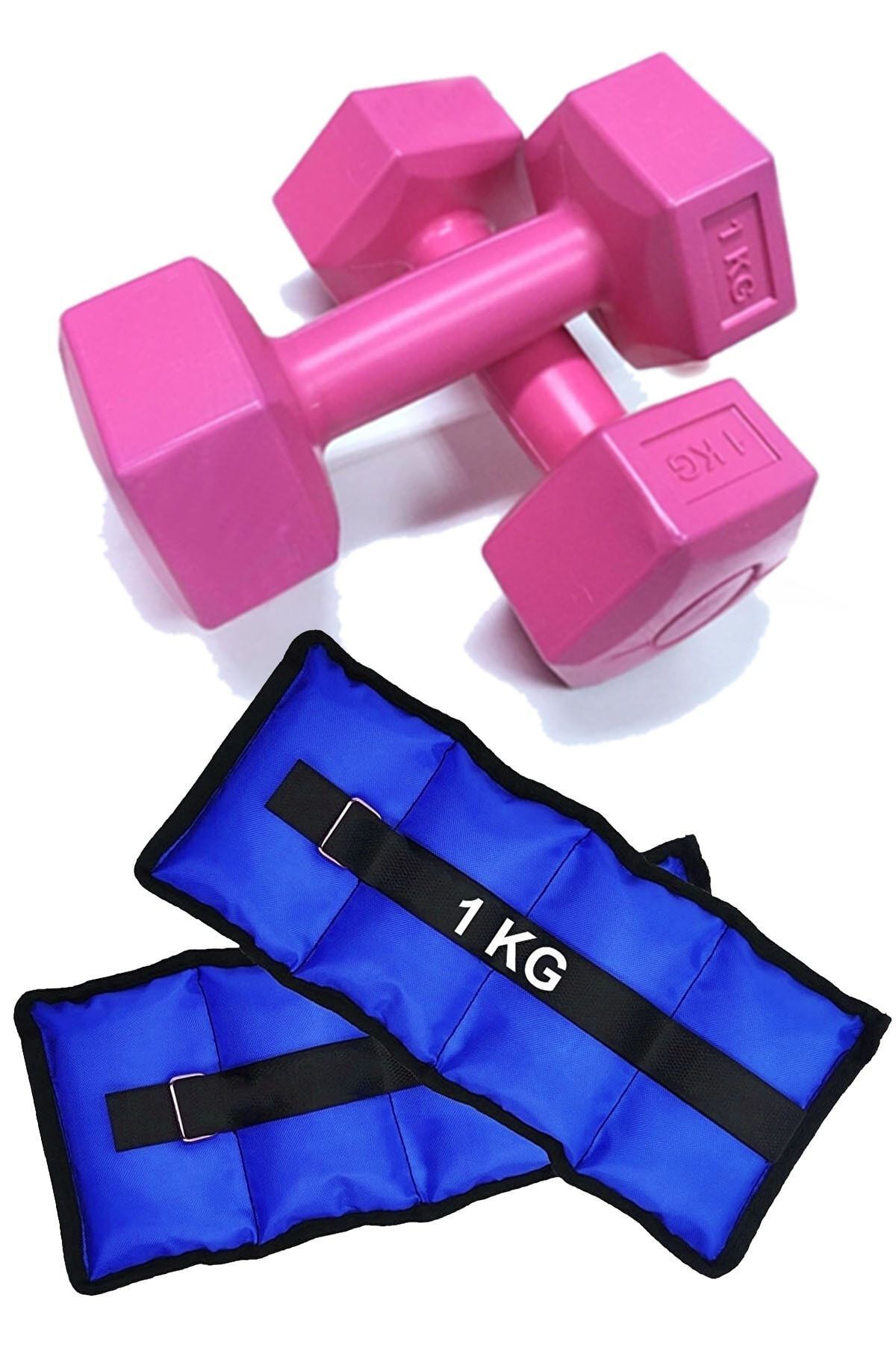 Jet El Ve Ayak Bilek Ağırlığı 2x1 Kg Kum Torbası Ve 2x1kg Dambıl Dumbell Seti Ağırlık Setleri Mavi
