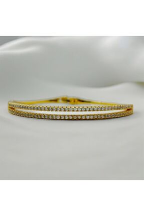 MELLS TAKI VİP ZİRKON TAŞ TASARIMLI SU YOLU GOLD KELEPÇE 316L PASLANMAZ ÇELİK