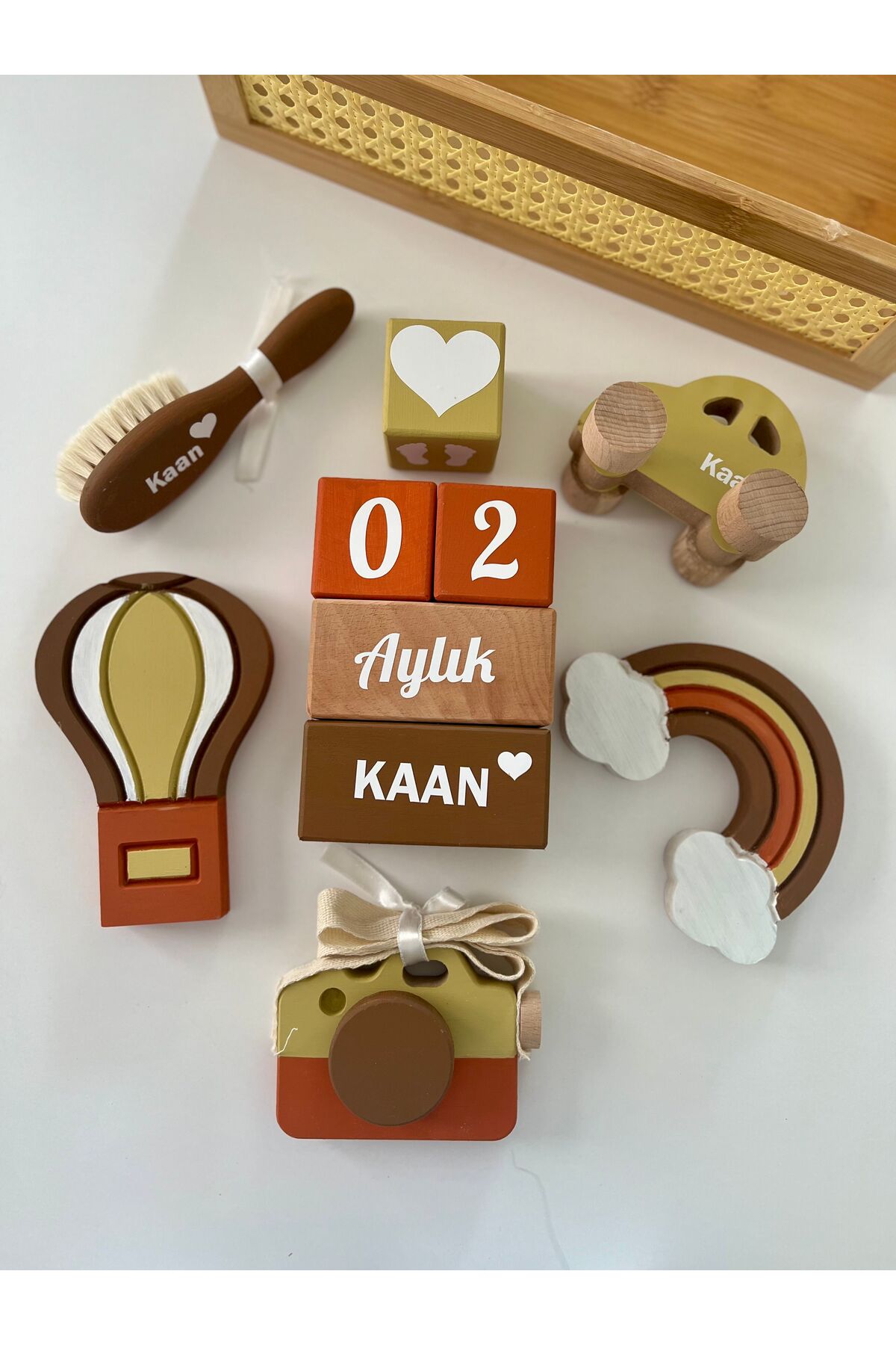 Objeli bebek anı küpü seti tam set bebek dekor