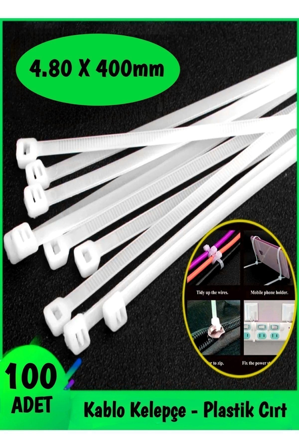 Carub Kablo Bağı - Plastik Cırt Kelepçe 4.8×400mm 100 Adet