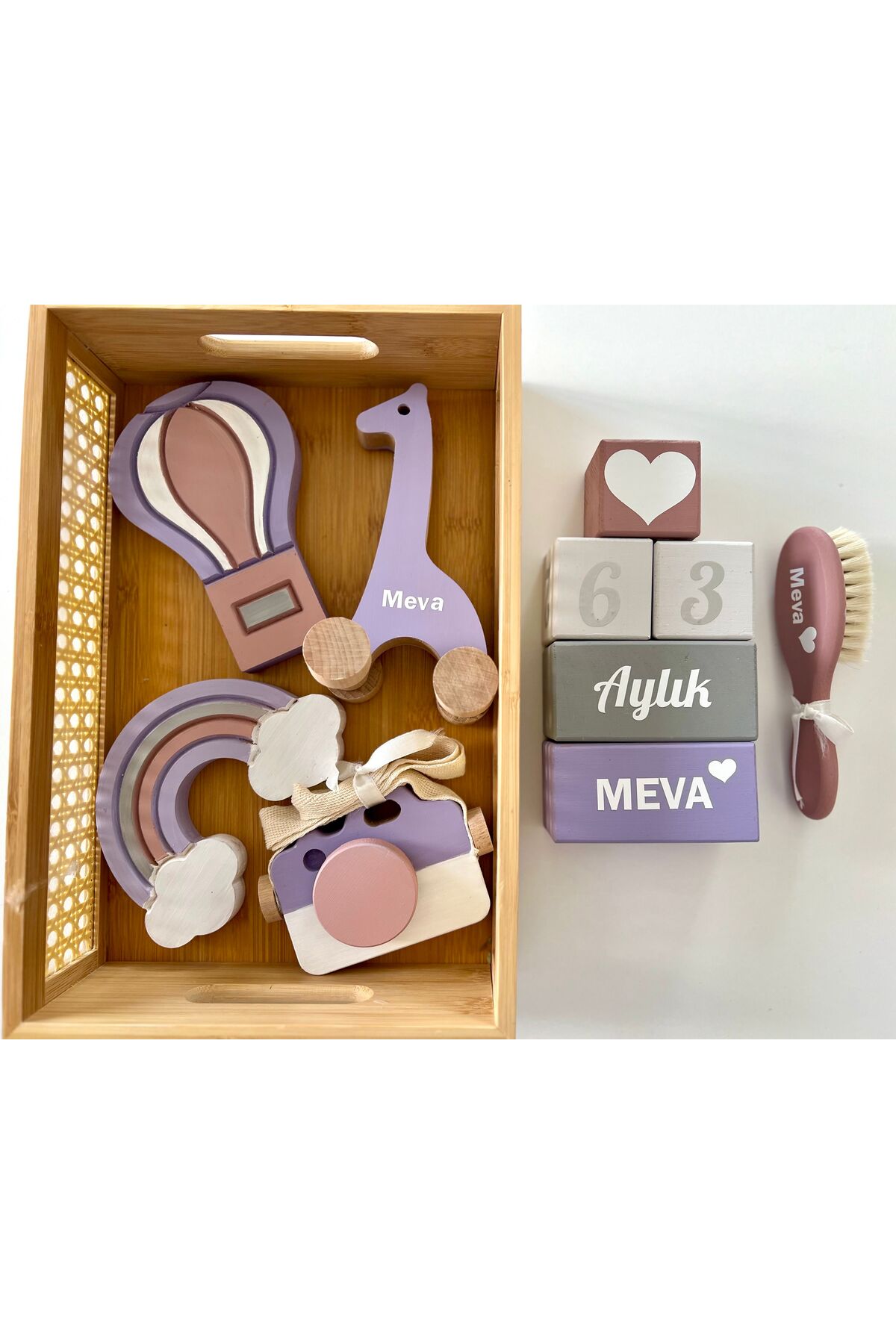 Objeli bebek anı küpü seti tam set bebek dekor
