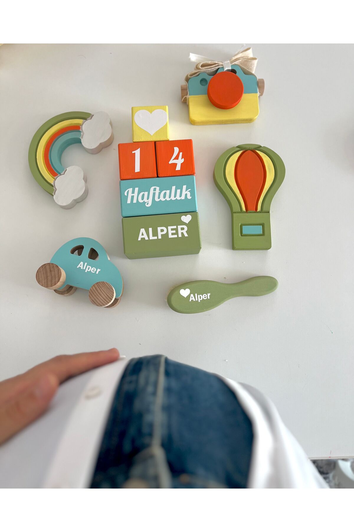 Objeli bebek anı küpü seti tam set bebek dekor