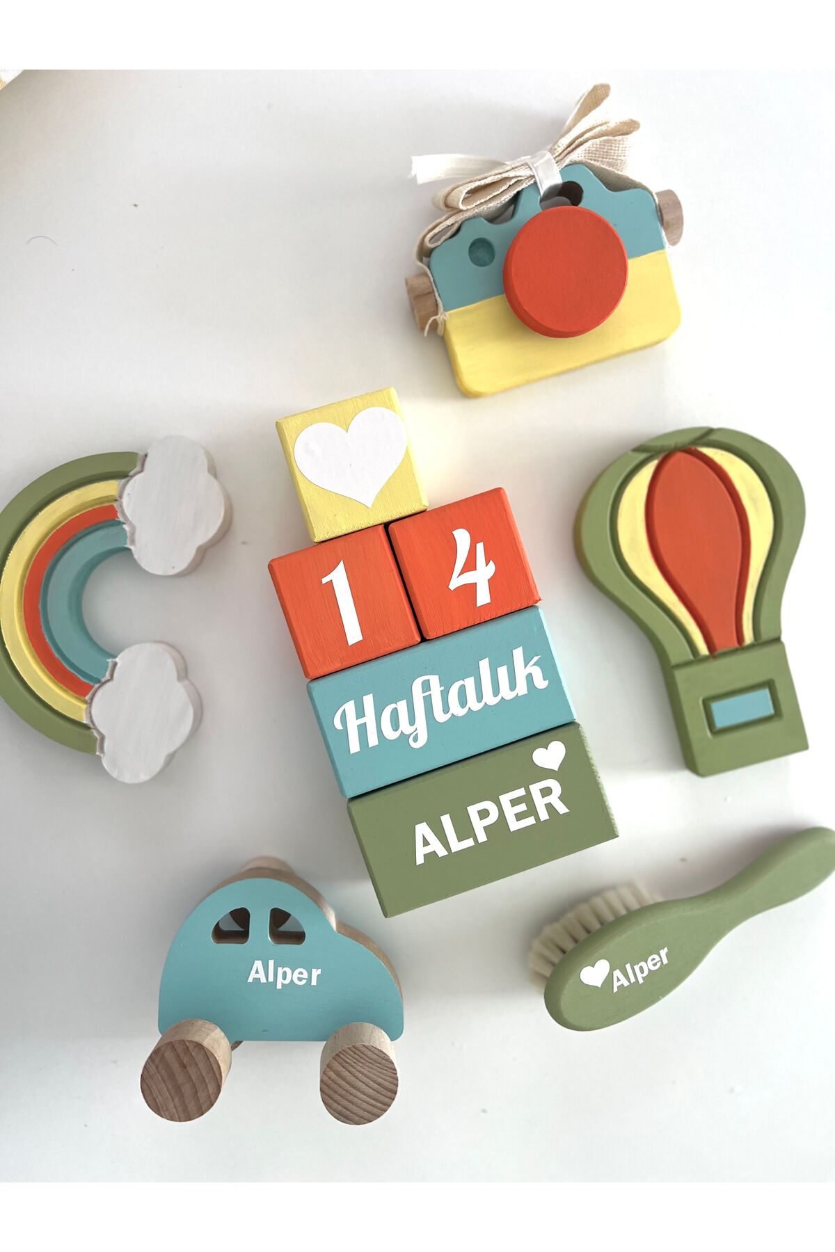 Objeli bebek anı küpü seti tam set bebek dekor