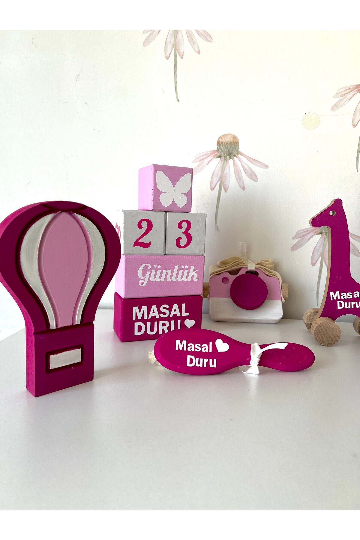 Objeli bebek anı küpü seti tam set bebek dekor