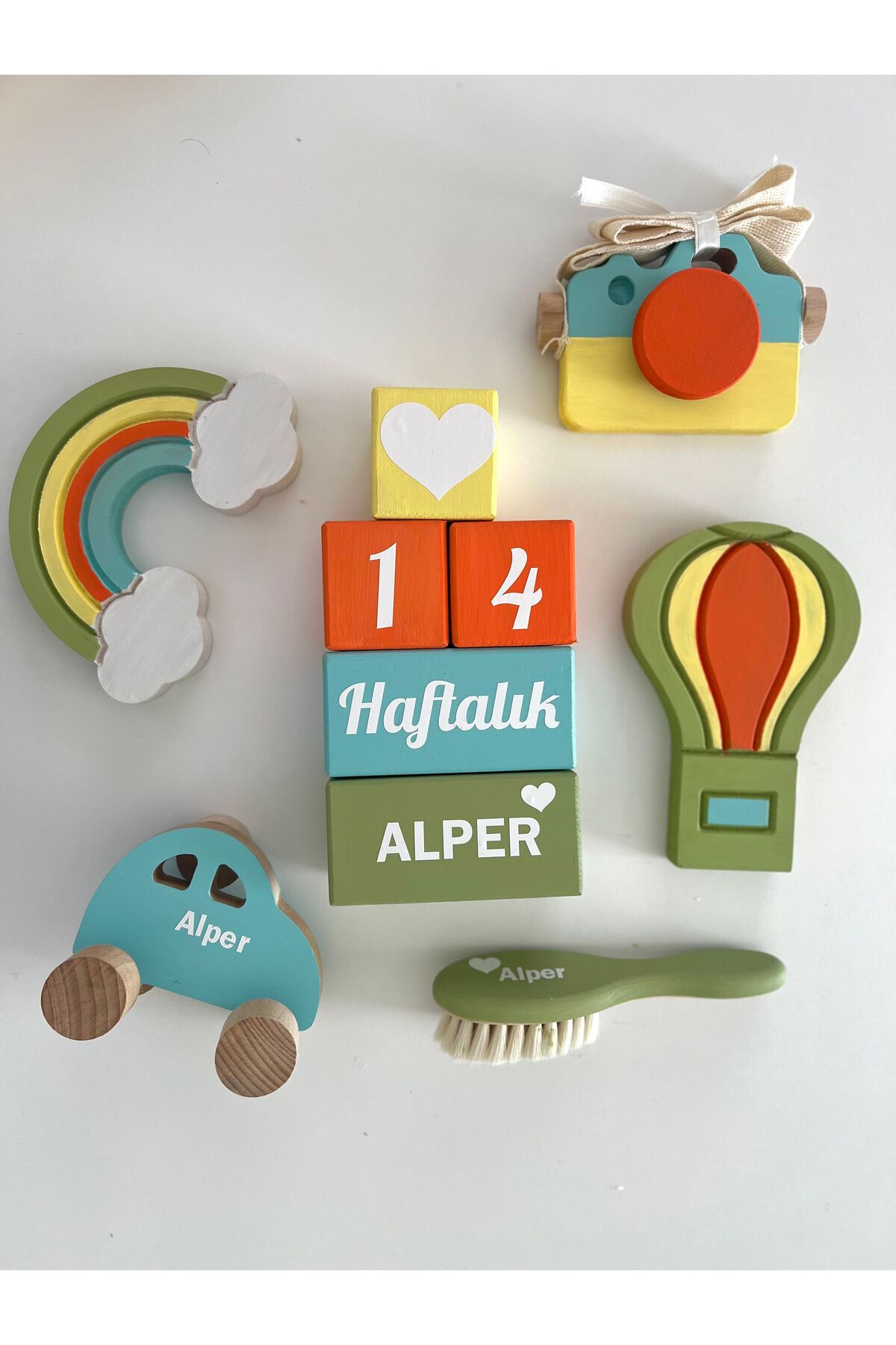 Objeli bebek anı küpü seti tam set bebek dekor