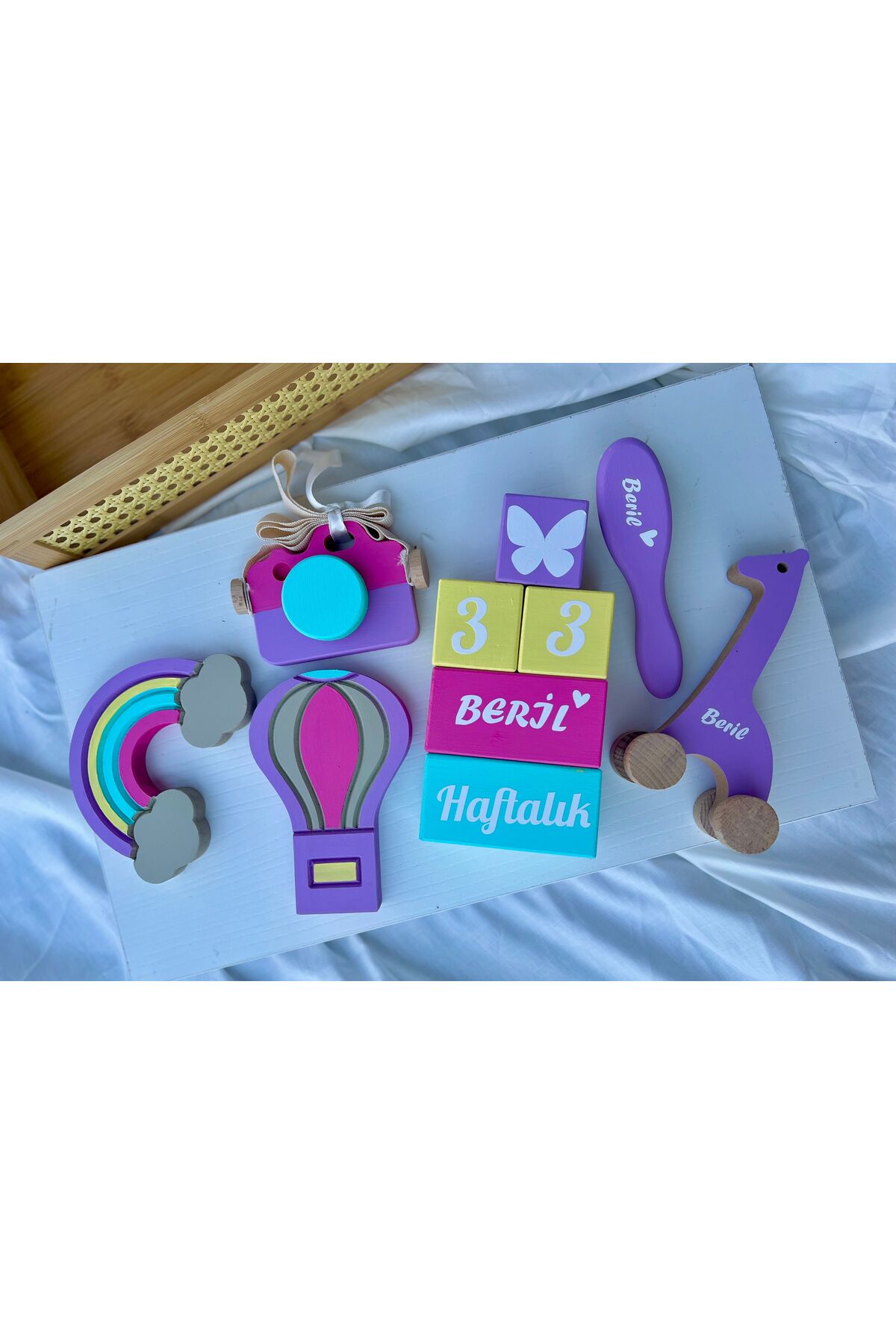 Objeli bebek anı küpü seti tam set bebek dekor