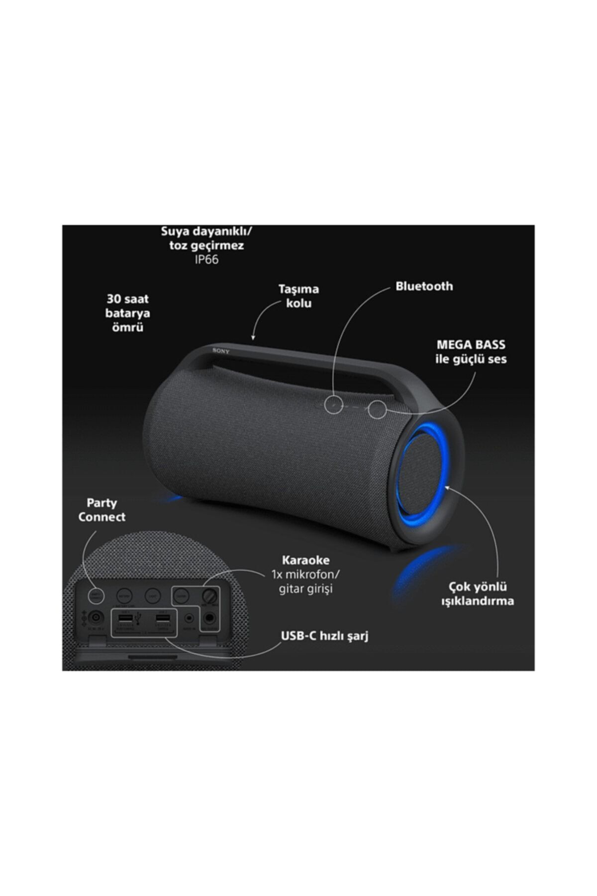 Sony Srs-xg500 X Serisi Taşınabilir Kablosuz Hoparlör - Fiyatı