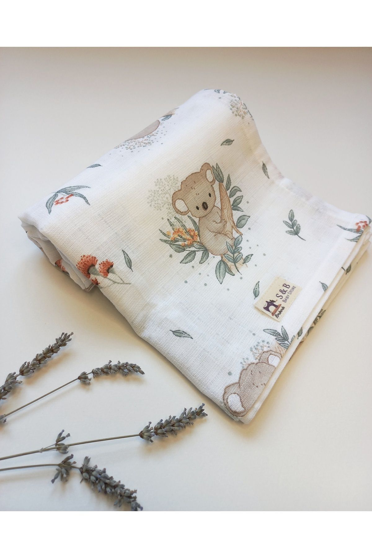 sbbaby Koala Desenli 75×90 Çok Amaçlı Müslin Bebek Örtü