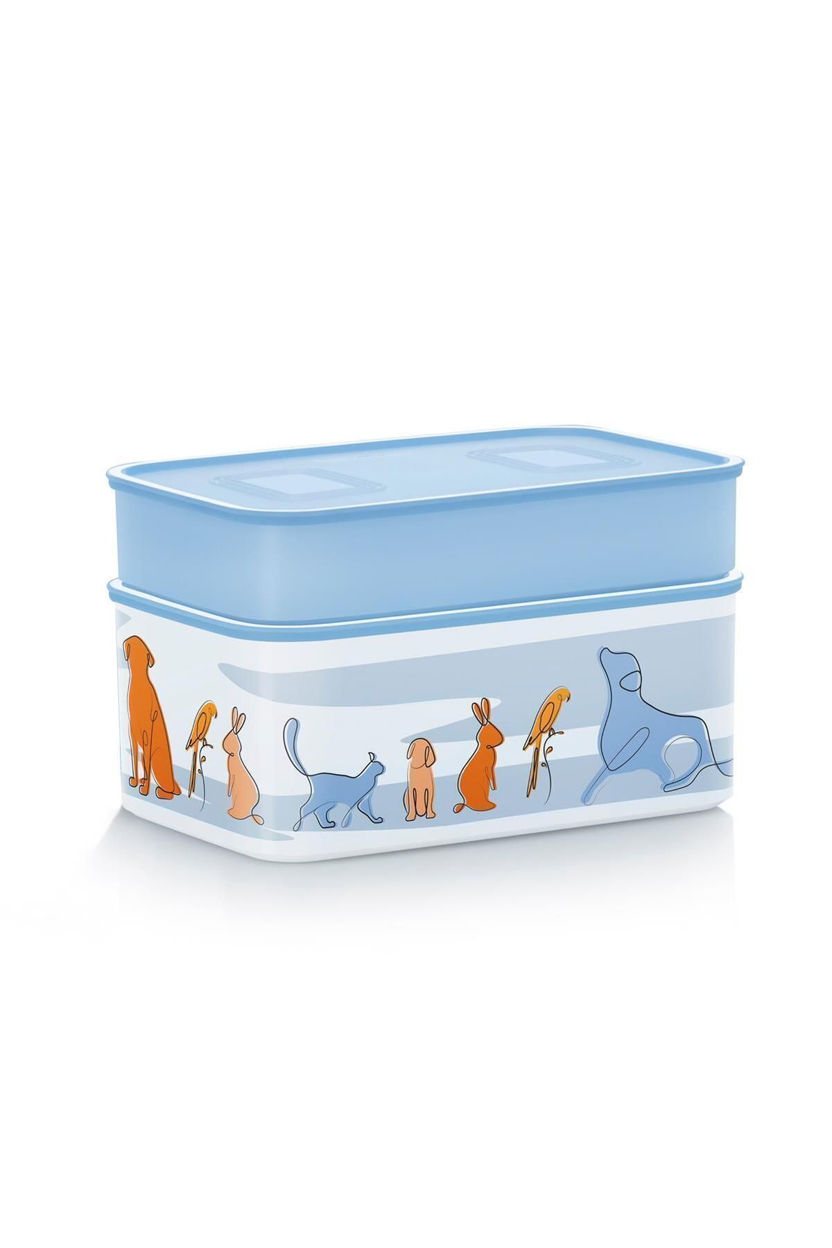 Tupperware-Patterned Storage Container Set 2.9 Lt 1.1 Lt 2